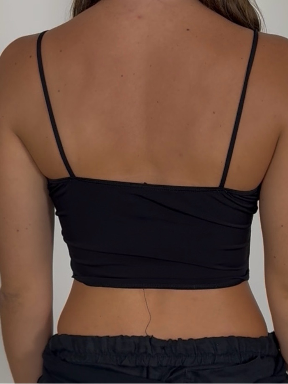 Rue21 Black Sheer Ruched Crop Cami - Picture 2 of 5